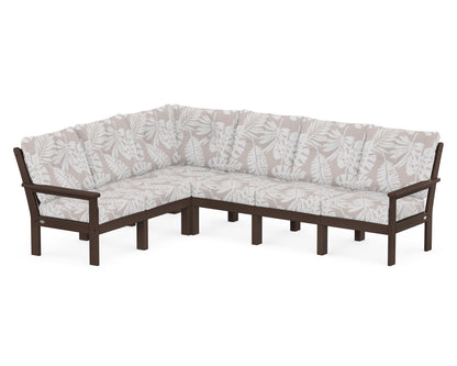 POLYWOOD® Vineyard 6-Piece Sectional in Mahogany / Leaf Dune Burlap