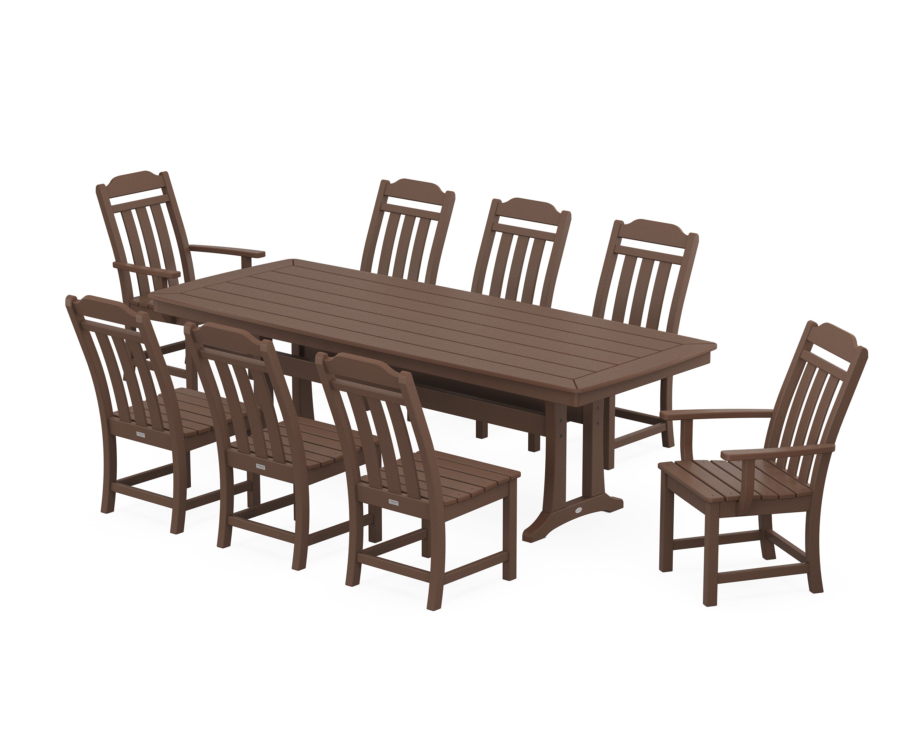 Country Living Cottage 9-Piece Dining Set with Trestle Legs in Mahogany