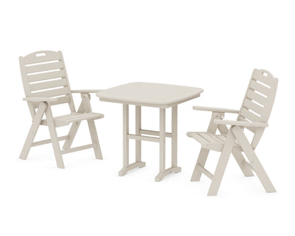 POLYWOOD® Nautical Folding Highback Chair 3-Piece Dining Set in Sand