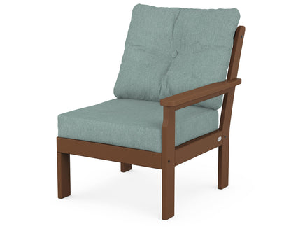 POLYWOOD® Vineyard Modular Right Arm Chair in Teak / Glacier Spa