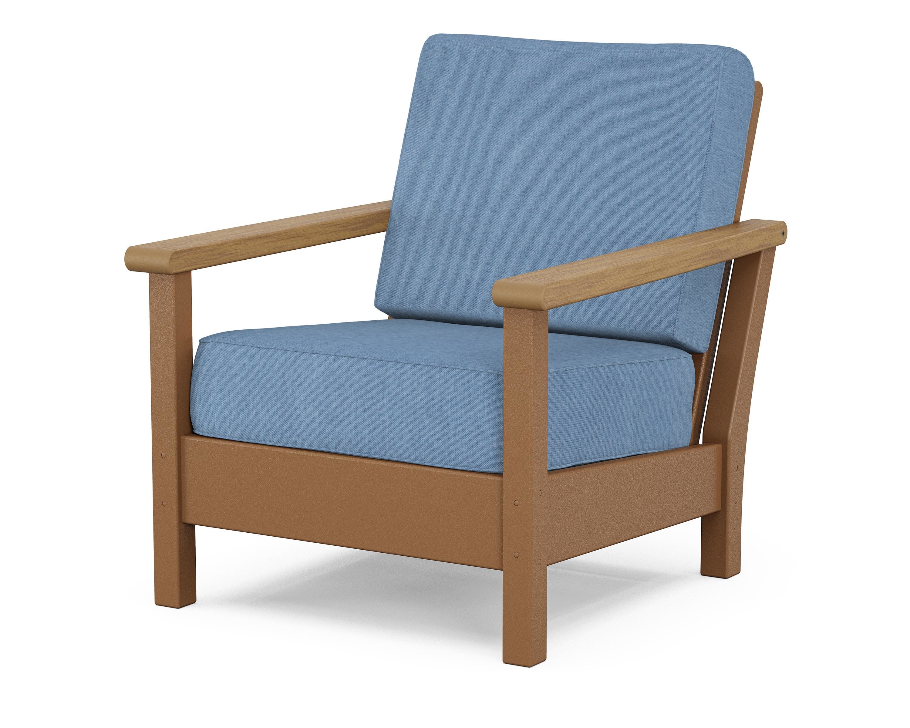 POLYWOOD® Harbour Deep Seating Chair in Teak / Natural / Sky Blue