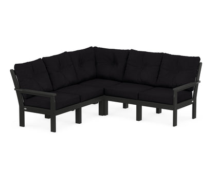 POLYWOOD® Vineyard 5-Piece Sectional in Black / Midnight Linen