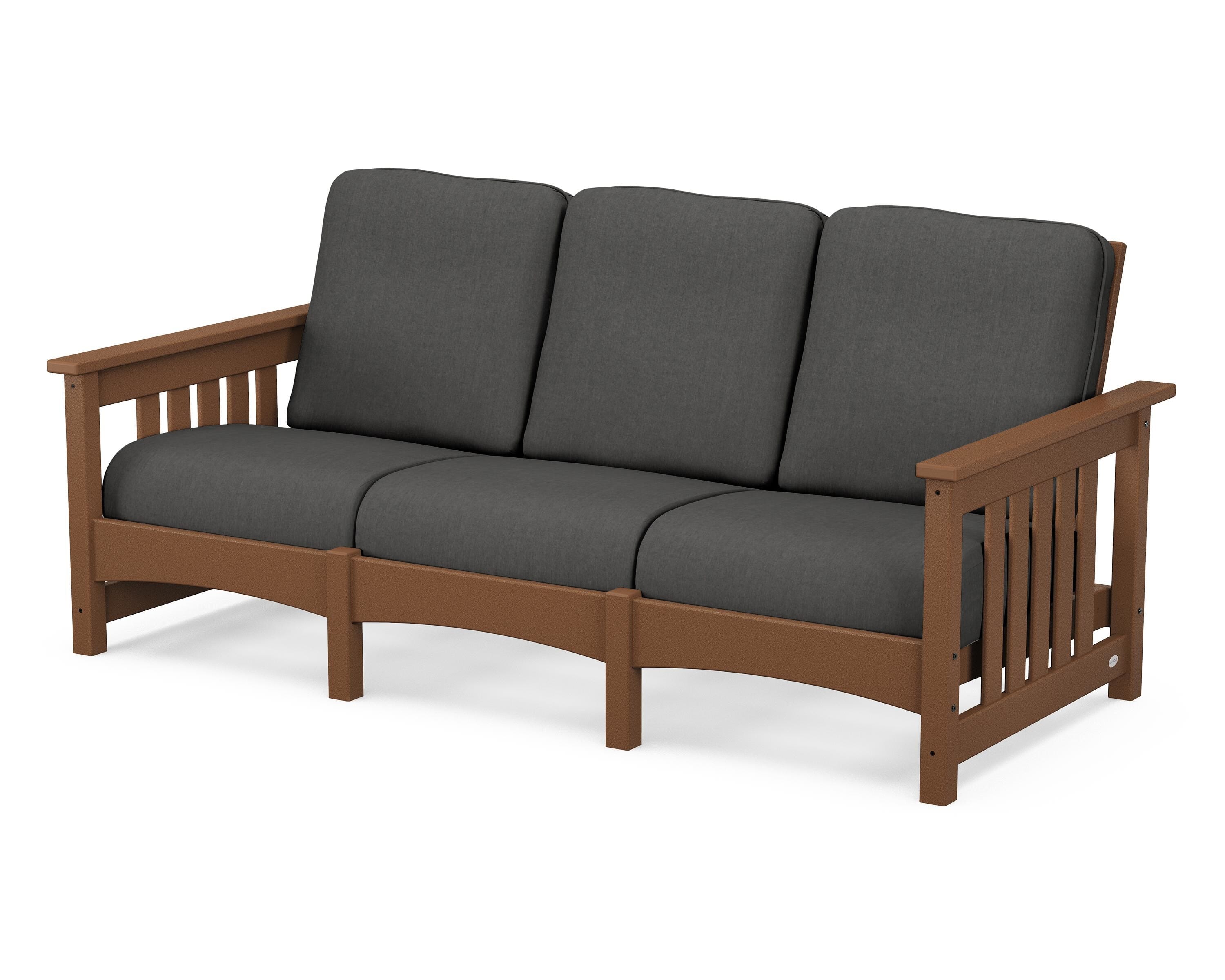 POLYWOOD® Club Mission Sofa in Teak / Spectrum Carbon