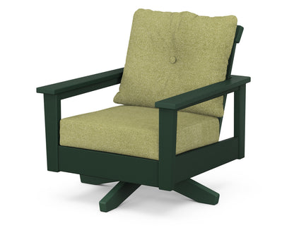 POLYWOOD® Prescott Deep Seating Swivel Chair in Green / Chartreuse Boucle