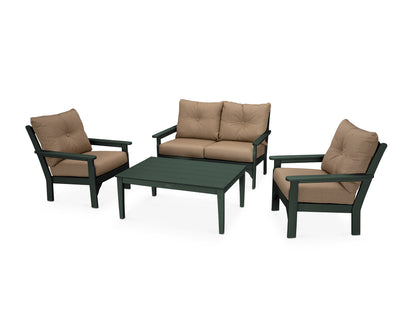 POLYWOOD® Vineyard 4-Piece Deep Seating Set in Green / Sesame