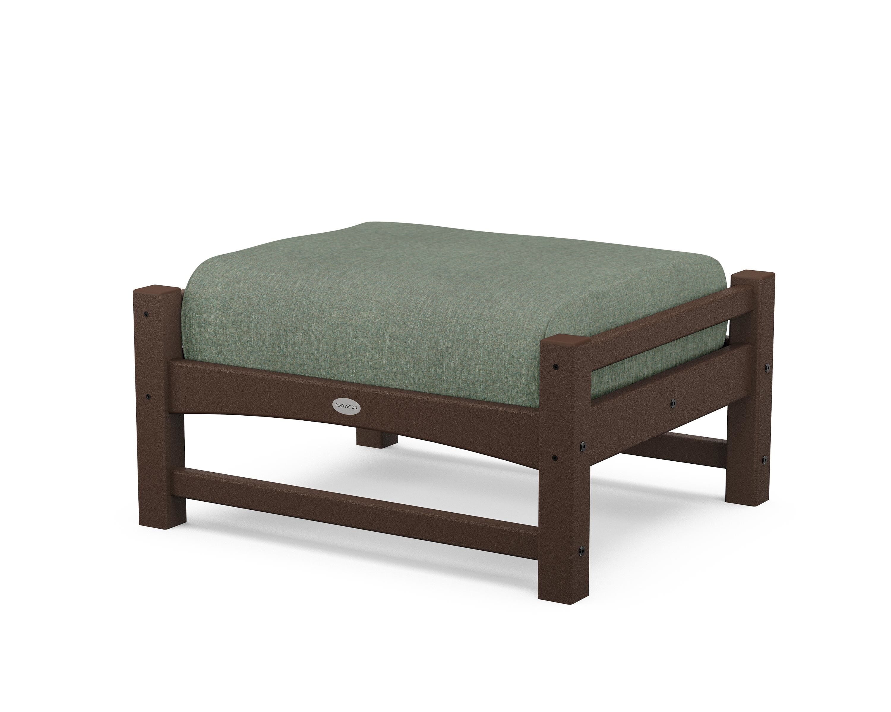 POLYWOOD® Club Ottoman in Mahogany / Cast Sage