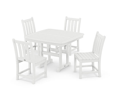 POLYWOOD® Traditional Garden Side Chair 5-Piece Dining Set with Trestle Legs in White
