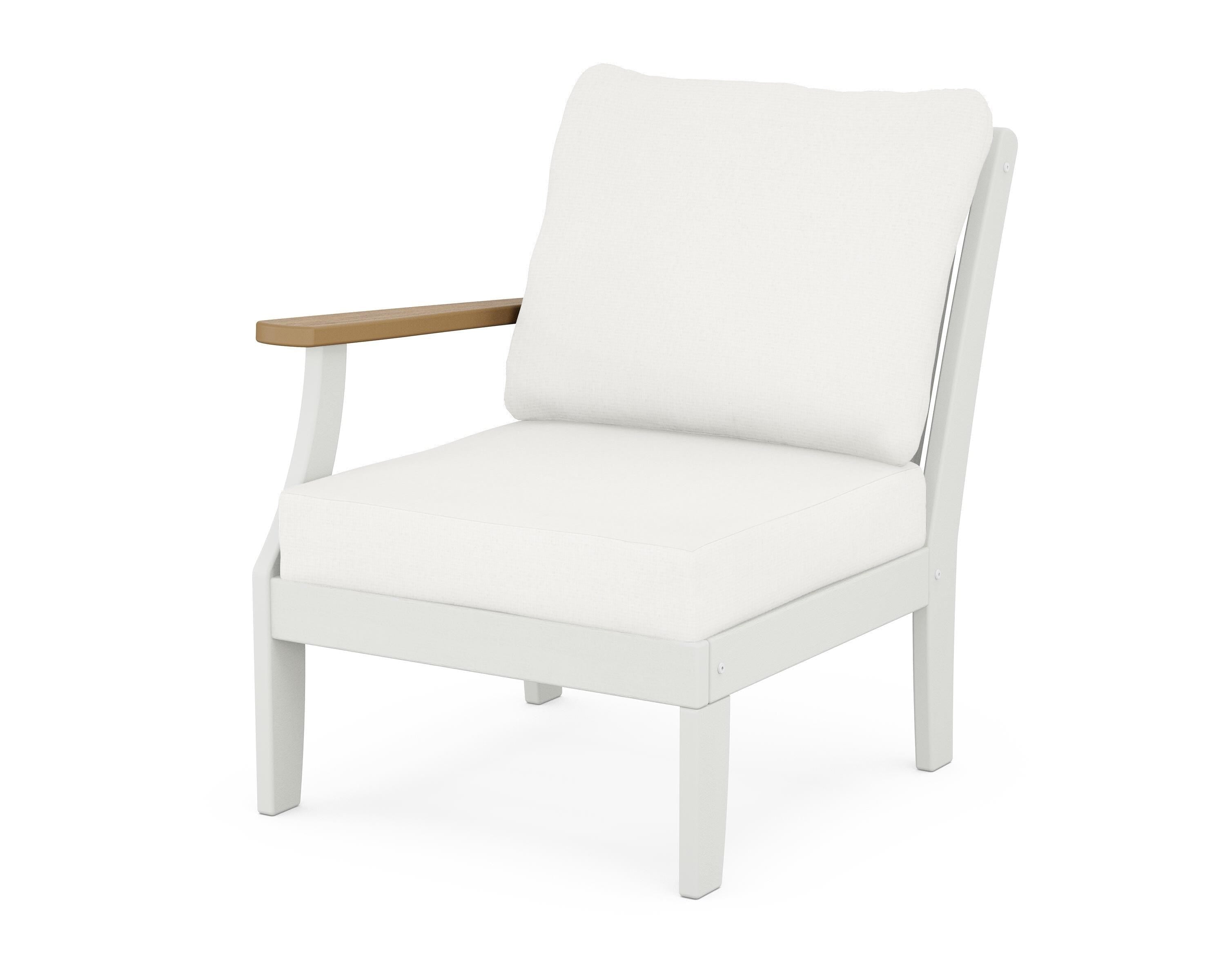 POLYWOOD® Braxton Modular Left Arm Chair in White / Natural / Natural Linen