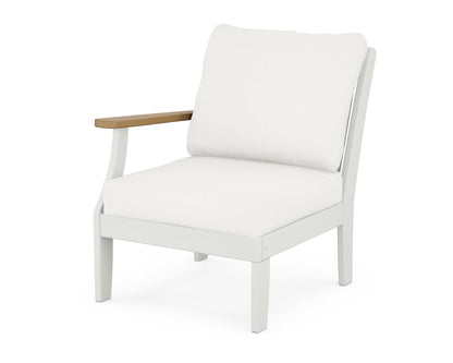 POLYWOOD® Braxton Modular Left Arm Chair in White / Natural / Natural Linen