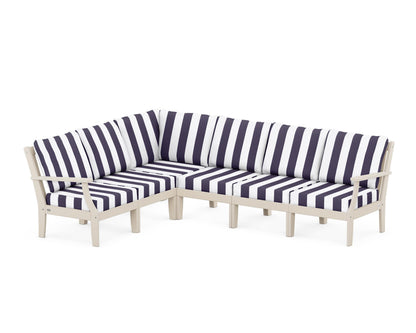 POLYWOOD® Braxton Modular 6-Piece Deep Seating Set in Sand / Cabana Stripe Navy