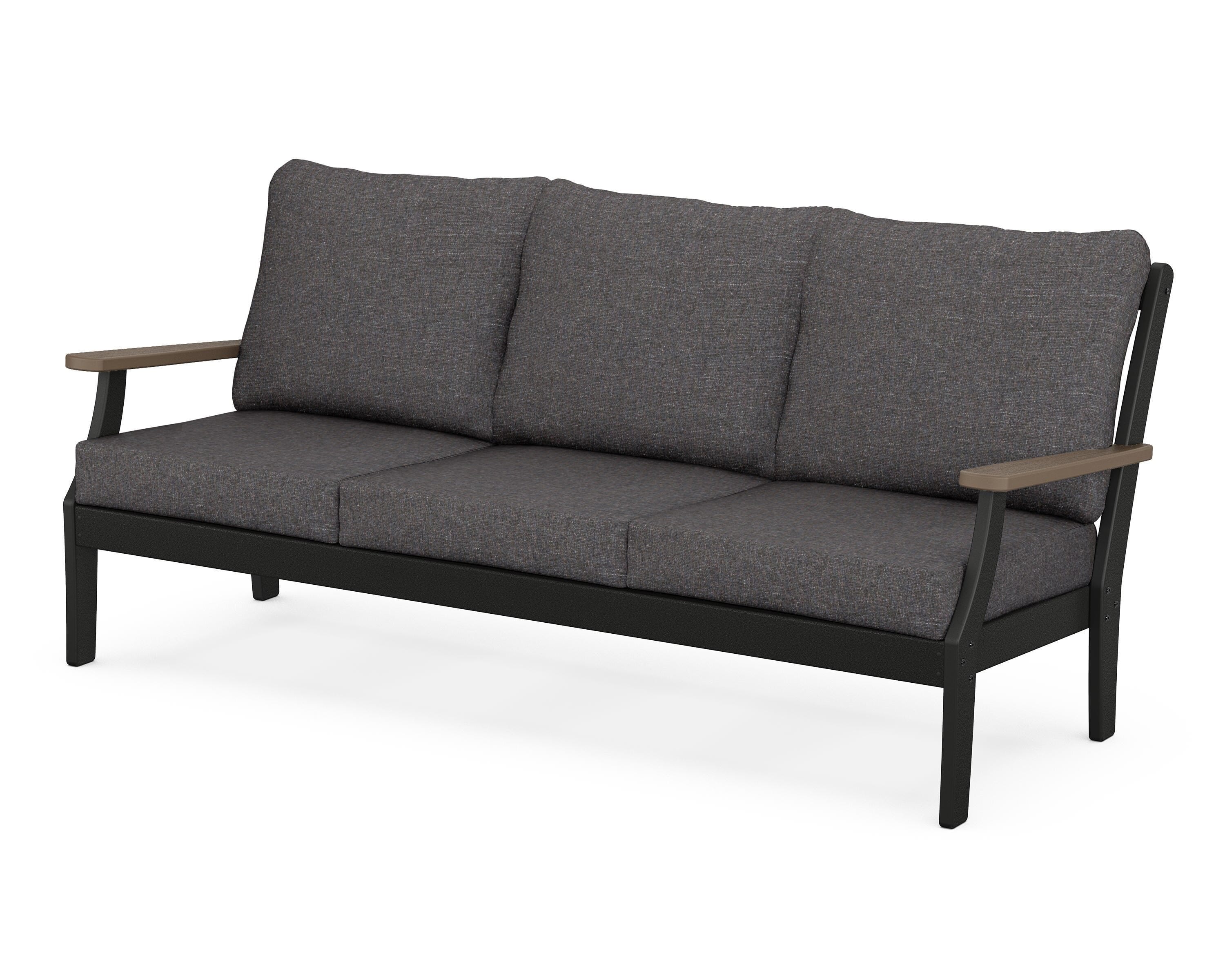 POLYWOOD® Braxton Deep Seating Sofa in Black / Kona / Ash Charcoal