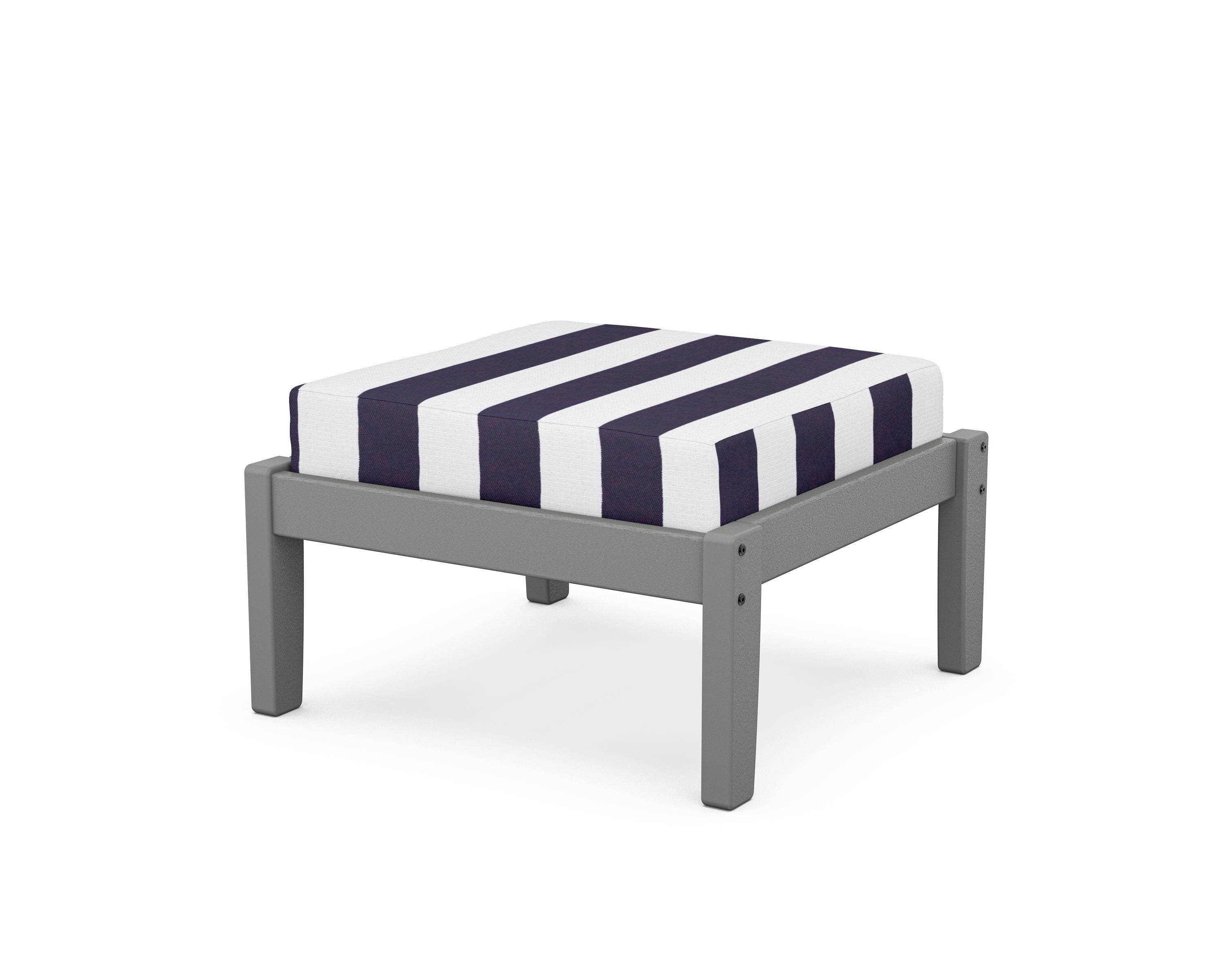 Unbranded Deep Seating Ottoman in Slate Grey / Cabana Stripe Navy