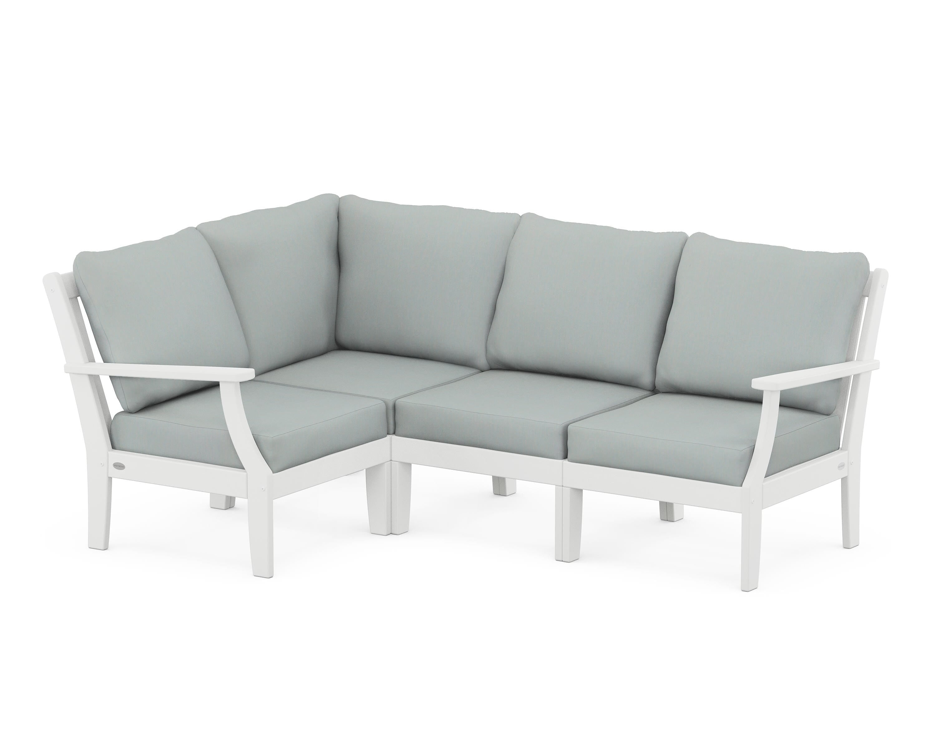 POLYWOOD® Braxton Modular 4-Piece Deep Seating Set in White / Spa