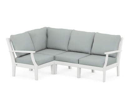 POLYWOOD® Braxton Modular 4-Piece Deep Seating Set in White / Spa
