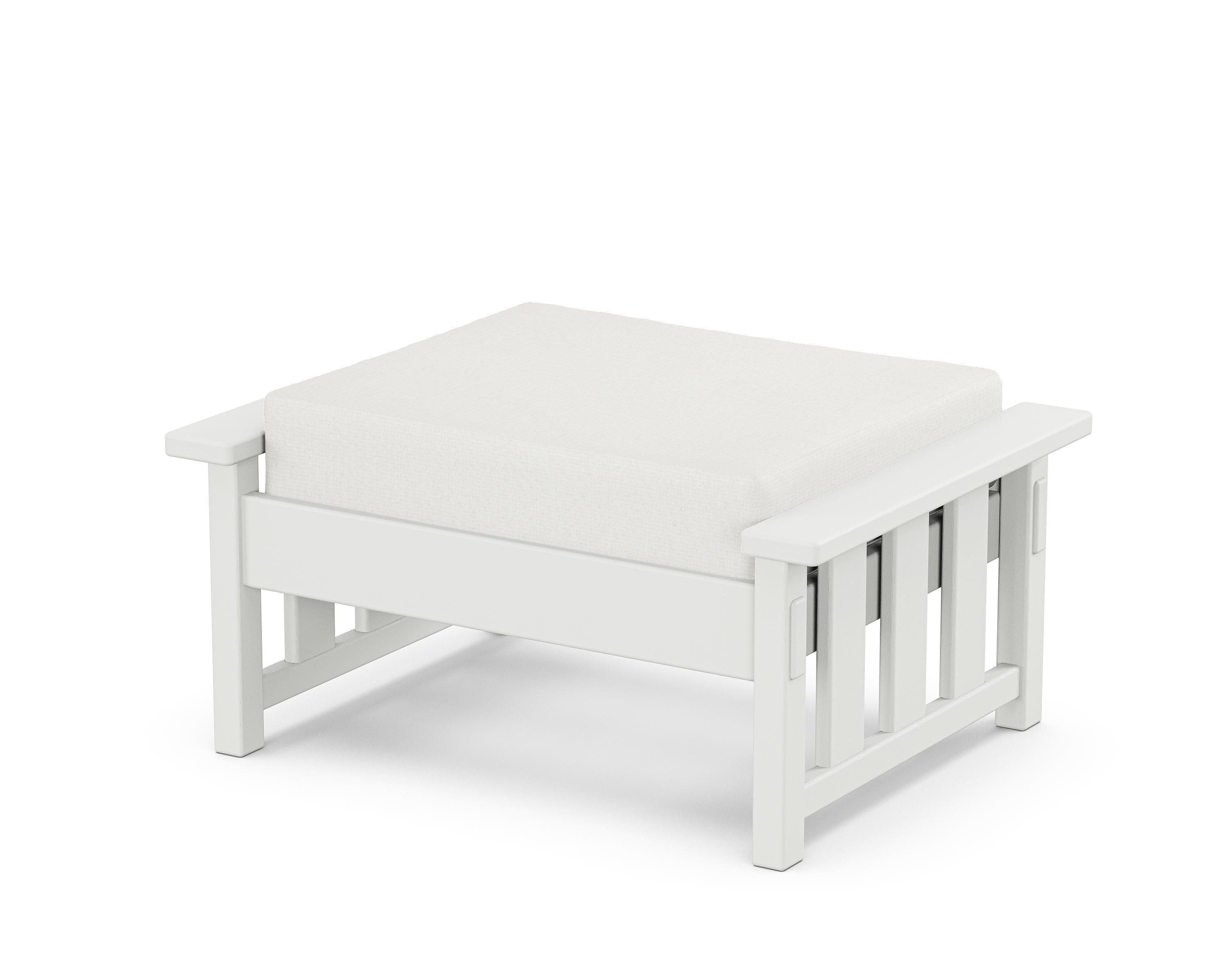 Martha Stewart by POLYWOOD® Acadia Deep Seating Ottoman in White / Natural Linen