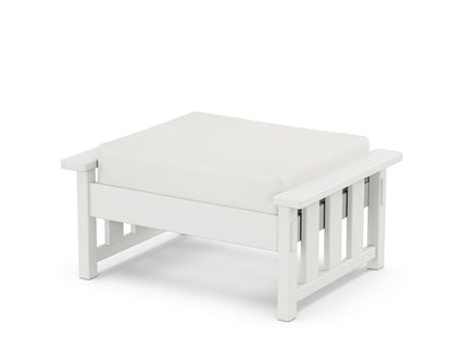 Martha Stewart by POLYWOOD® Acadia Deep Seating Ottoman in White / Natural Linen