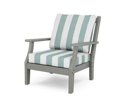 Country Living Wovendale Deep Seating Chair in Slate Grey / Cabana Stripe Glacier Spa