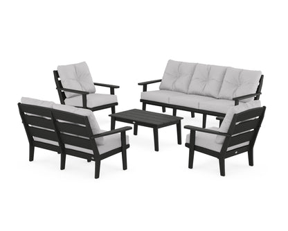 POLYWOOD® Lakeside 5-Piece Lounge Sofa Set in Black / Granite