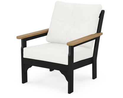 POLYWOOD® Vineyard Deep Seating Chair in Black / Natural / Natural Linen