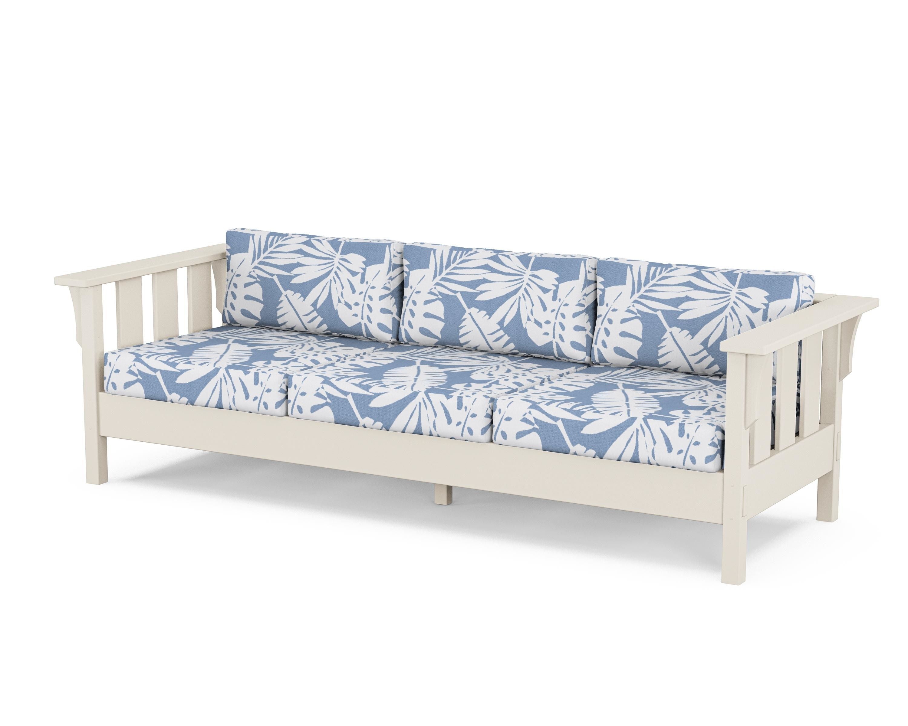 Martha Stewart by POLYWOOD® Acadia Deep Seating Sofa in Sand / Leaf Sky Blue