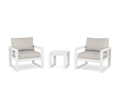POLYWOOD® EDGE Sectional 3-Piece Deep Seating Set in White / Cast Ash