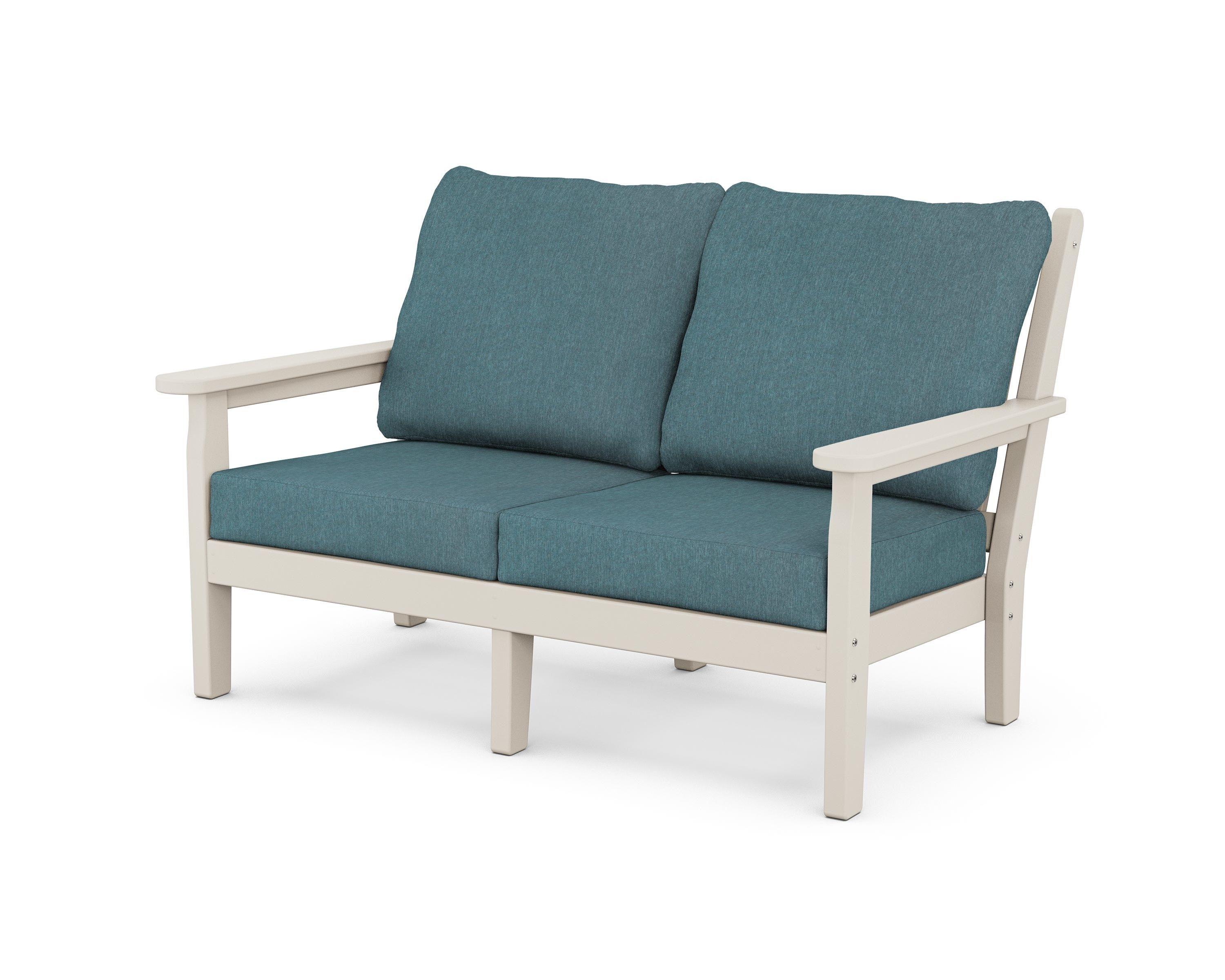 POLYWOOD® Chippendale Deep Seating Loveseat in Sand / Ocean Teal