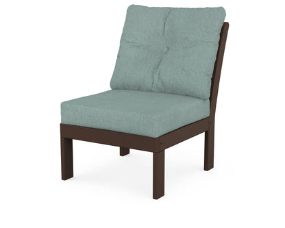 POLYWOOD® Vineyard Modular Armless Chair in Mahogany / Glacier Spa