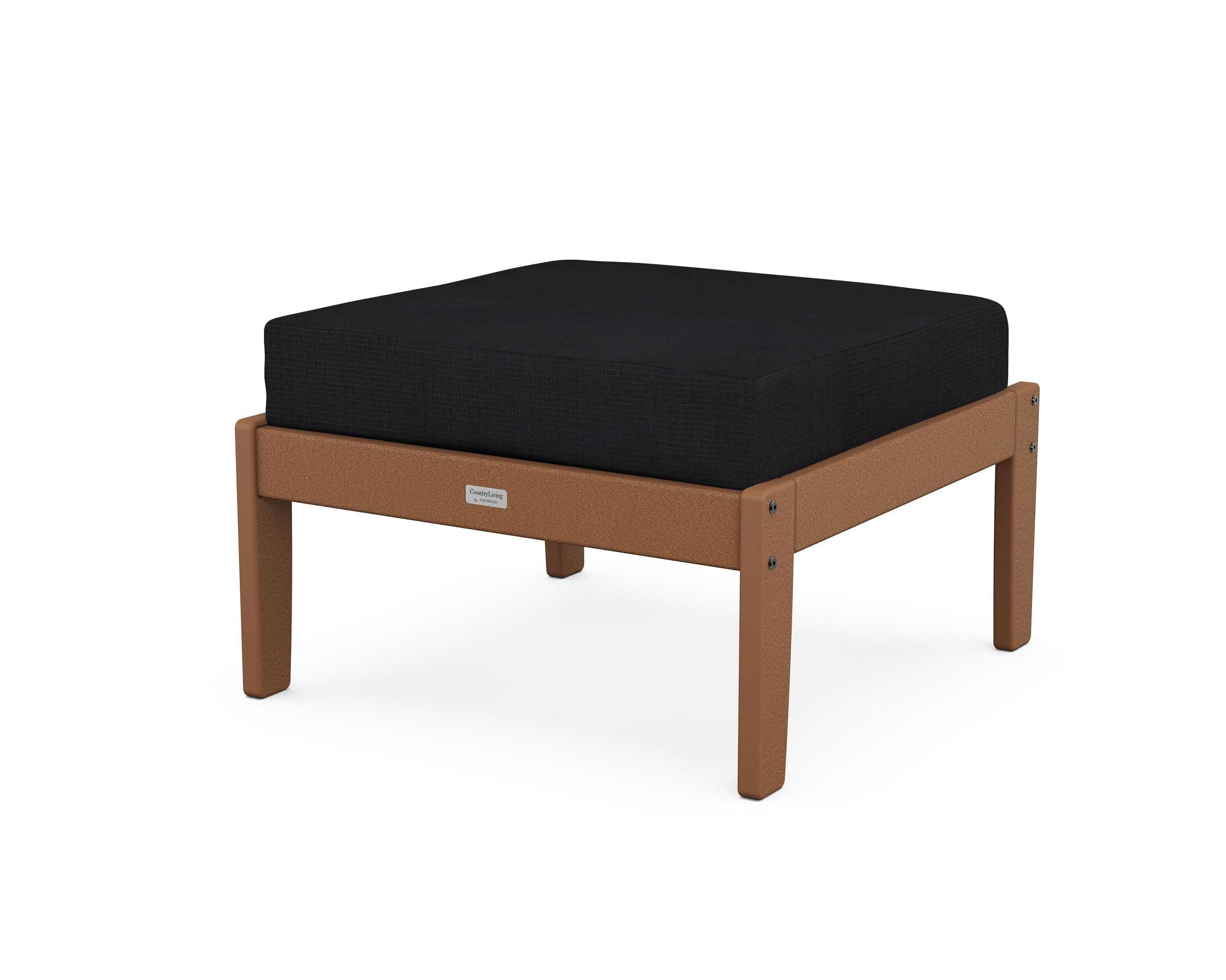 Country Living Cottage Deep Seating Ottoman in Teak / Midnight Linen