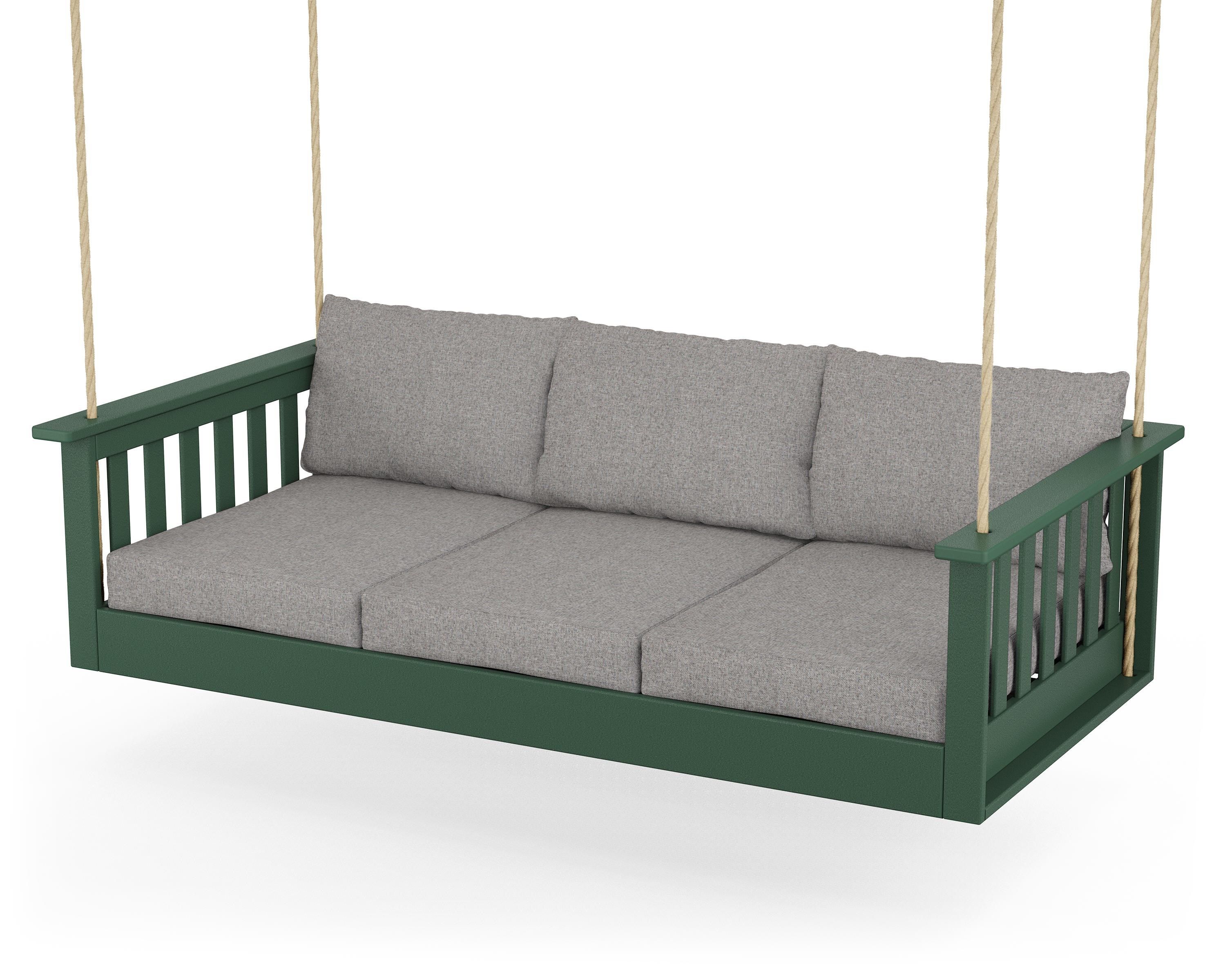 POLYWOOD® Vineyard Daybed Swing in Green / Grey Mist