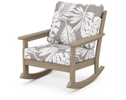 POLYWOOD® Vineyard Deep Seating Rocking Chair in Vintage Sahara / Leaf Grey Mist