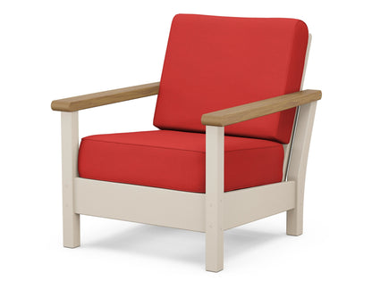 POLYWOOD® Harbour Deep Seating Chair in Sand / Natural / Crimson Linen