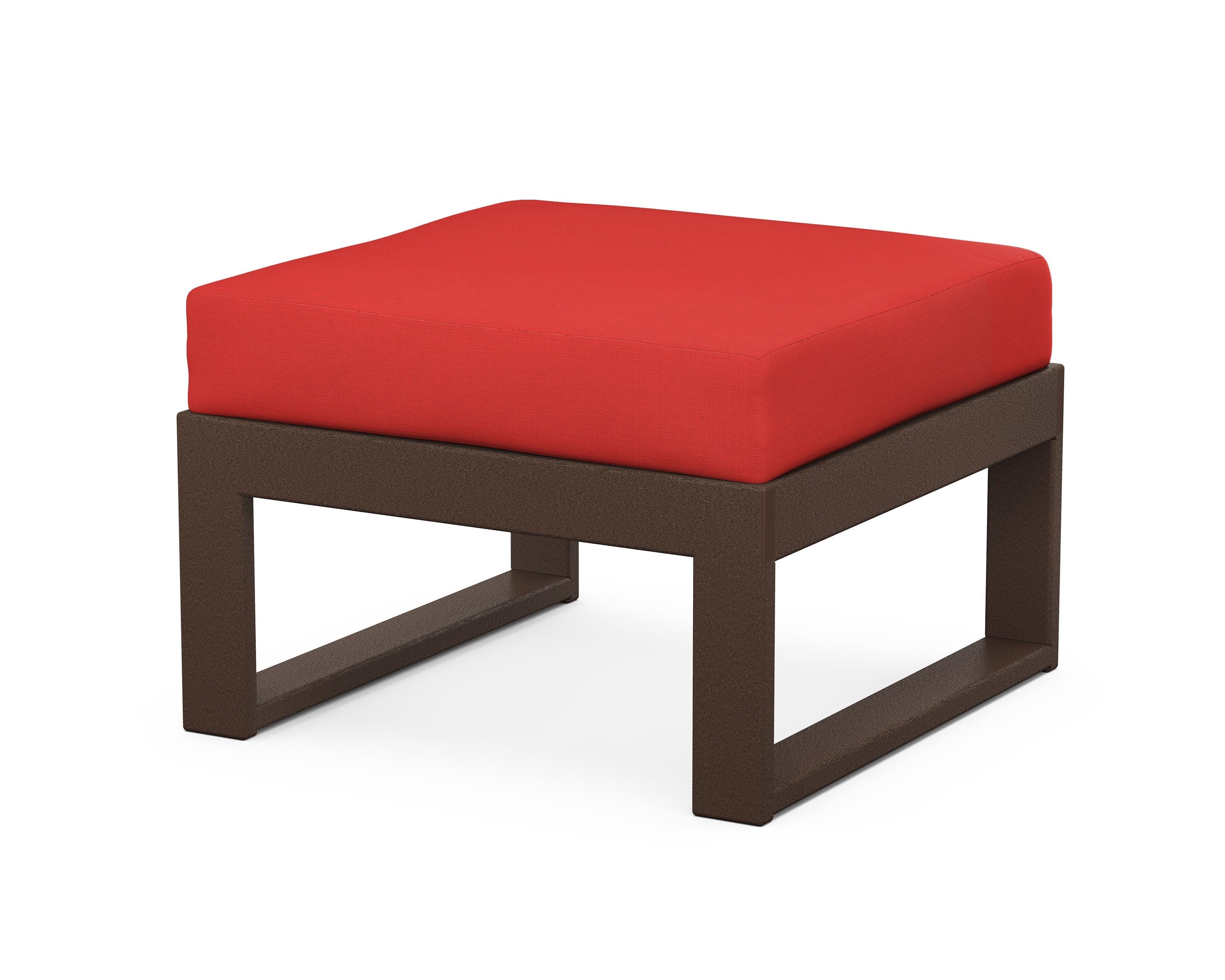 Unbranded Modular Ottoman - Modern in Mahogany / Crimson Linen