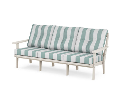 POLYWOOD® Mission Deep Seating Sofa in Sand / Cabana Stripe Glacier Spa