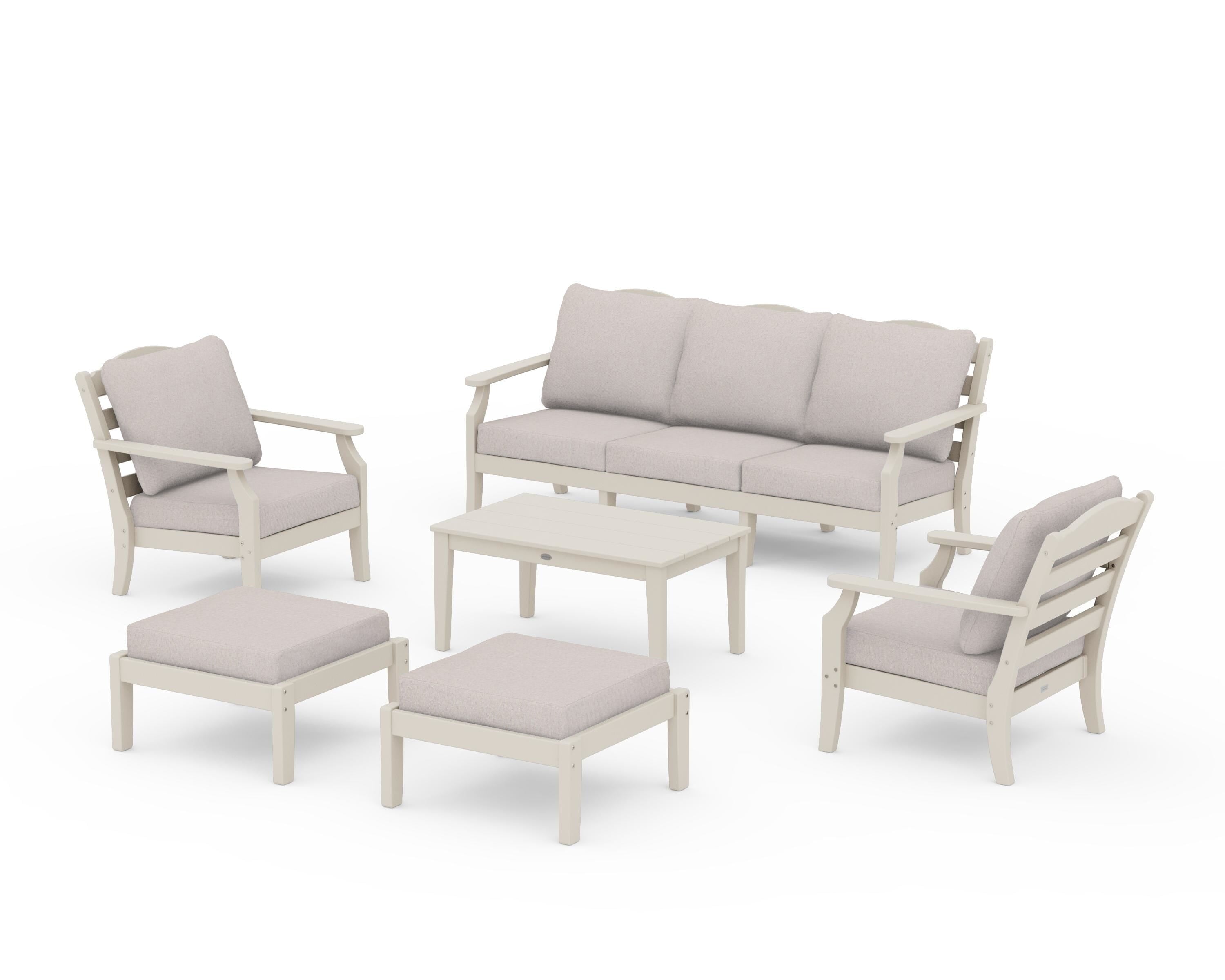 Draper James™ by  POLYWOOD® Savannah 6-Piece Lounge Sofa Set in Sand / Dune Burlap