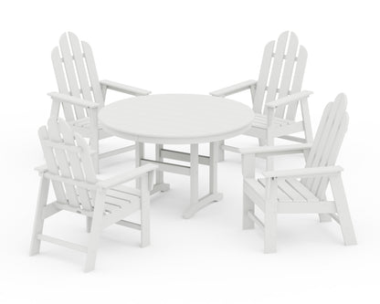 POLYWOOD® Long Island 5-Piece Round Farmhouse Dining Set in White