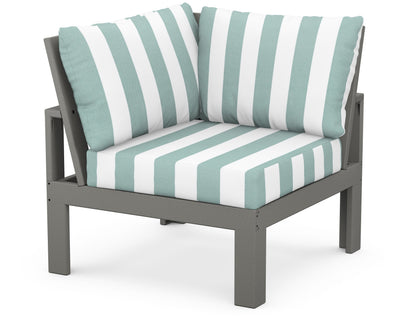 Unbranded Modular Corner Chair in Slate Grey / Cabana Stripe Glacier Spa