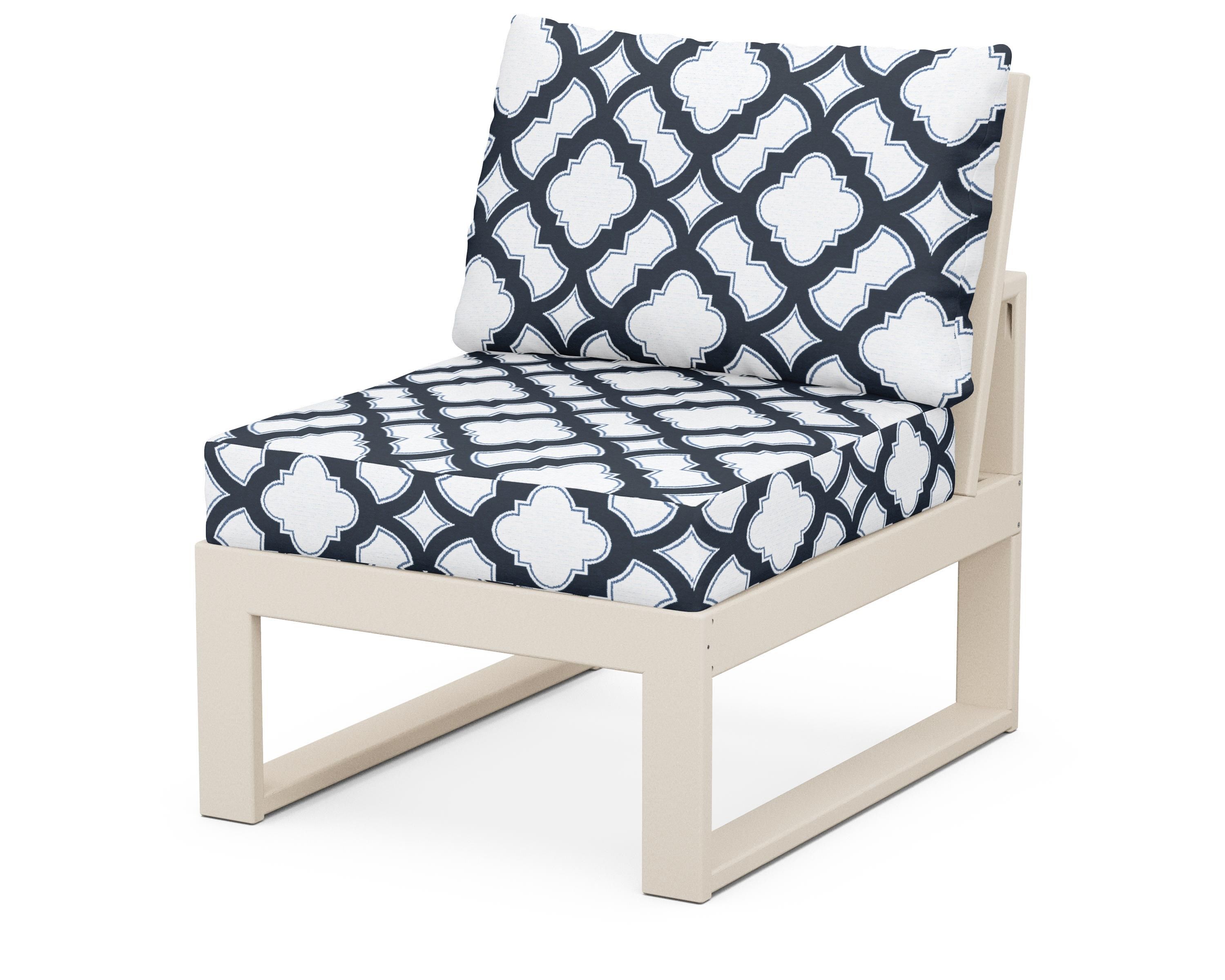 Unbranded Modular Armless Chair in Sand / Trellis Marine Indigo