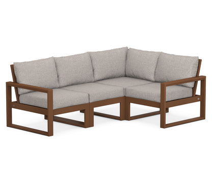 POLYWOOD® EDGE 4-Piece Modular Deep Seating Set in Teak / Weathered Tweed