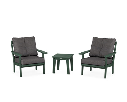 POLYWOOD® Oxford 3-Piece Deep Seating Set in Green / Ash Charcoal