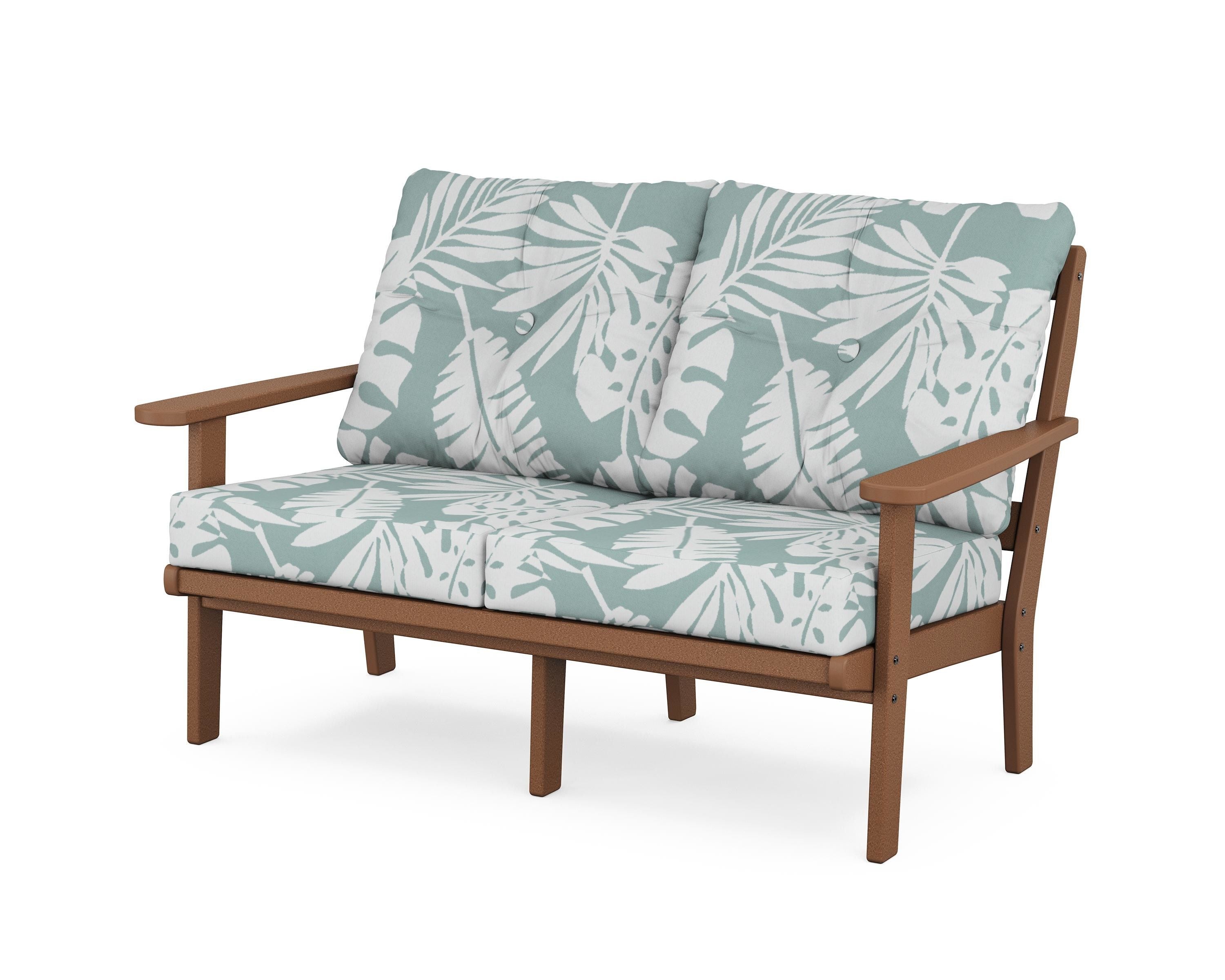 POLYWOOD® Mission Deep Seating Loveseat in Teak / Leaf Glacier Spa