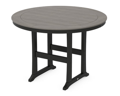 POLYWOOD® Nautical Trestle 60" Round Bar Table in Black / Driftwood