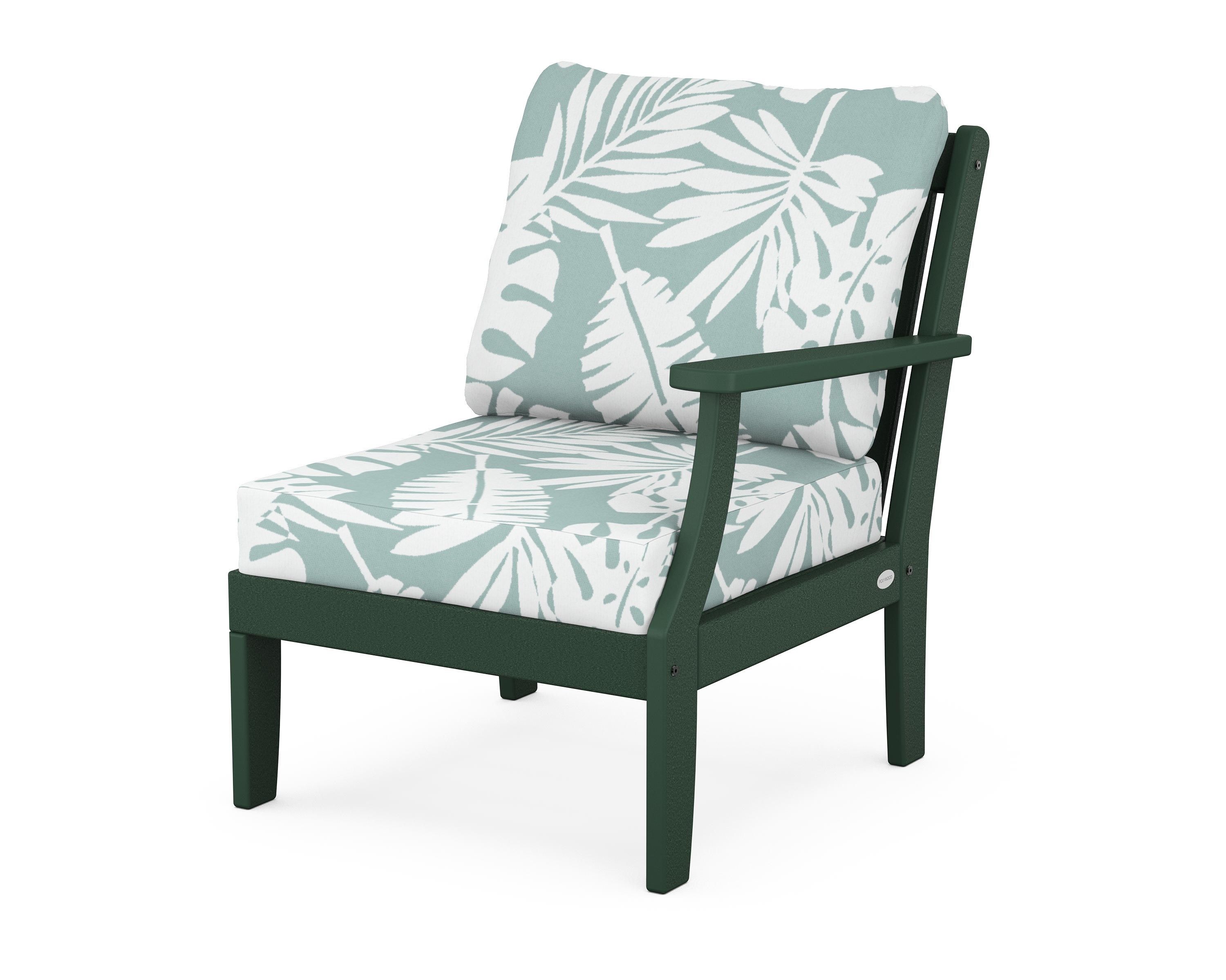 POLYWOOD® Braxton Modular Right Arm Chair in Green / Leaf Glacier Spa