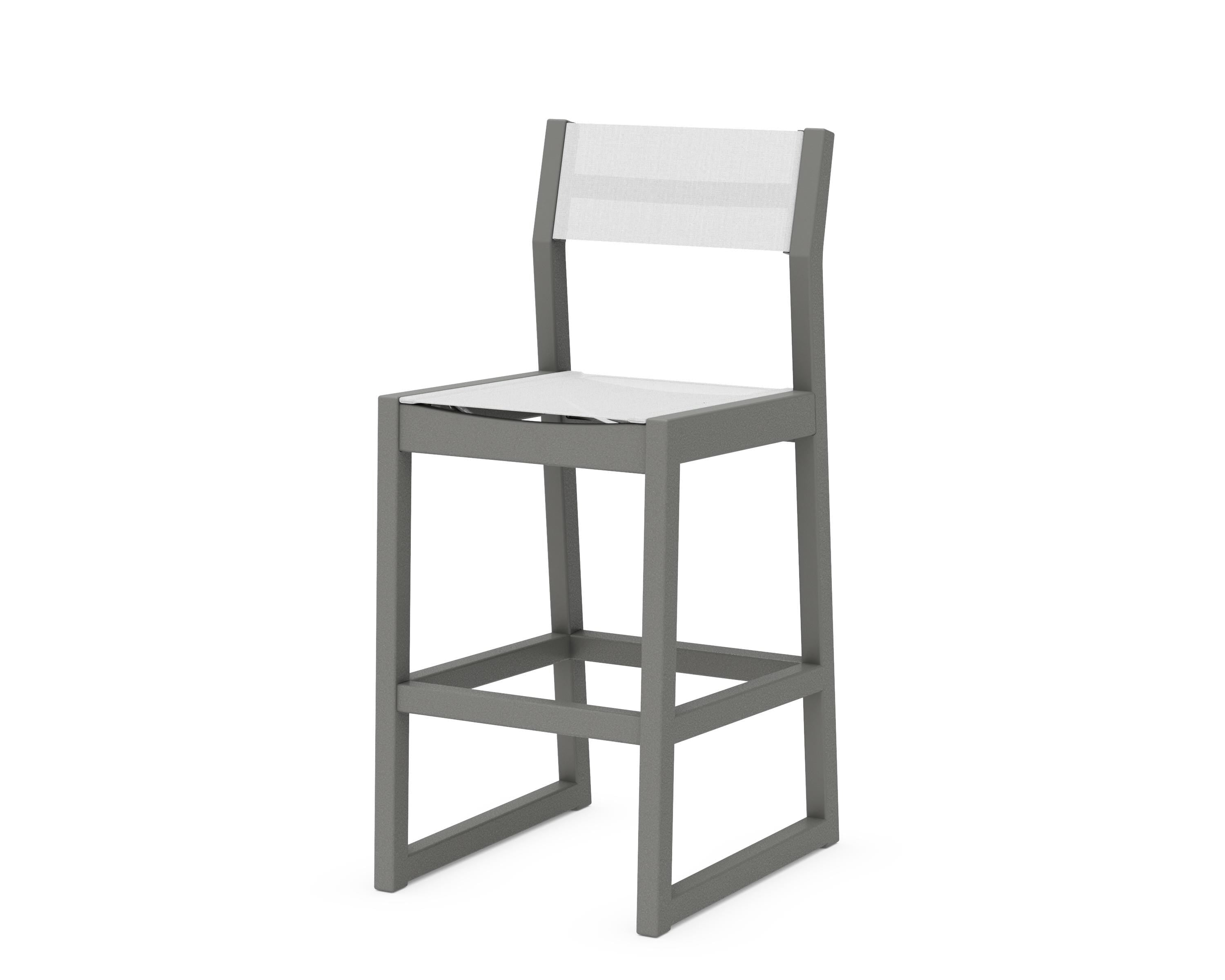 POLYWOOD® EDGE Sling Bar Side Chair in Slate Grey / White Sling