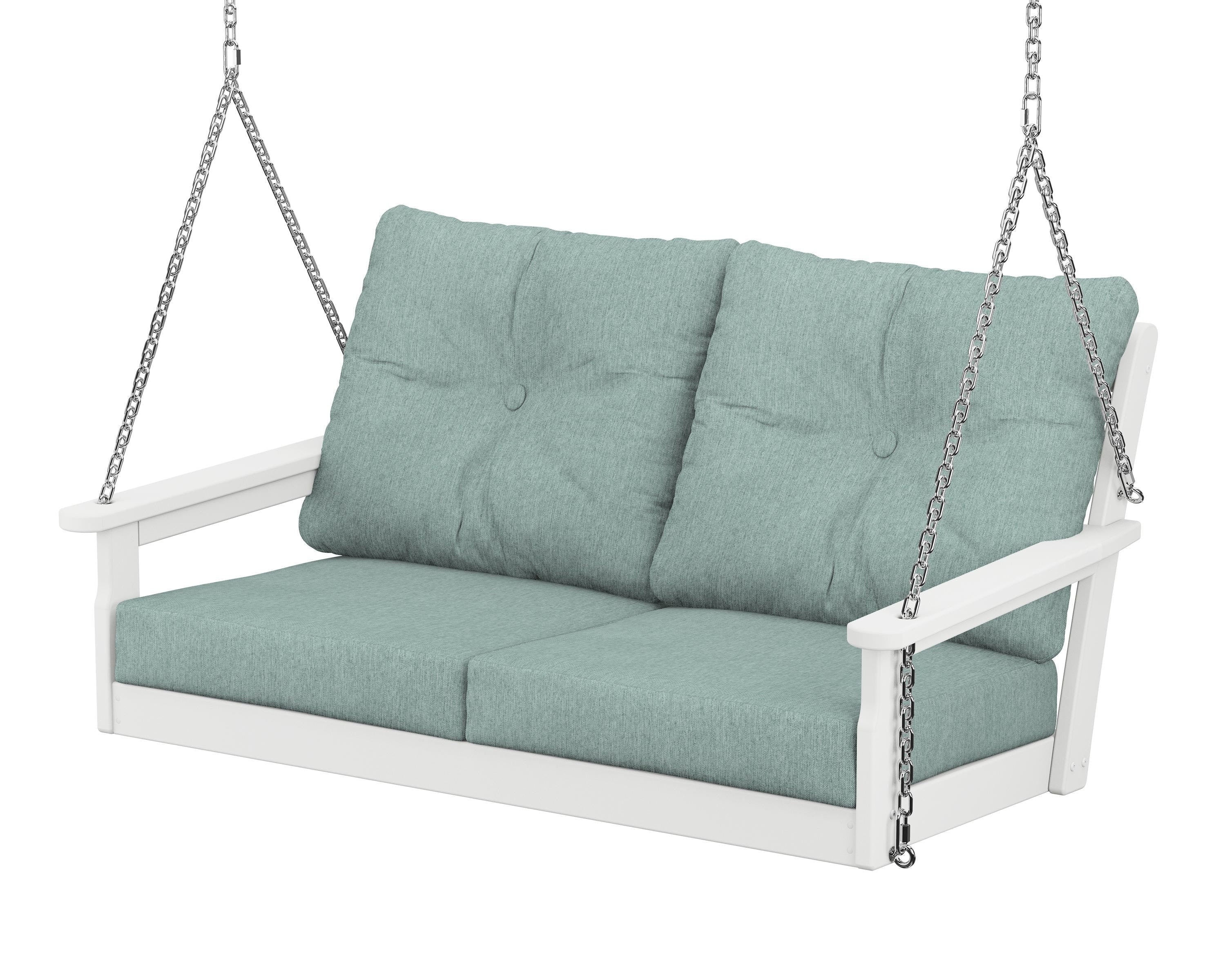 POLYWOOD® Vineyard Deep Seating Swing in White / Glacier Spa