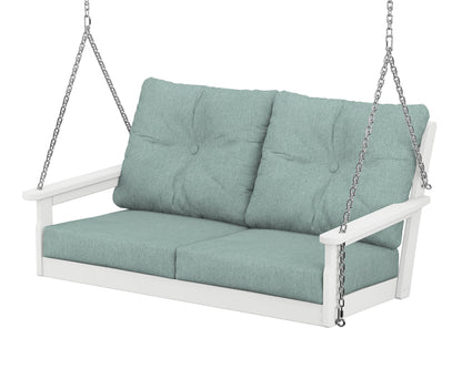 POLYWOOD® Vineyard Deep Seating Swing in White / Glacier Spa