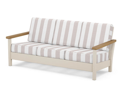POLYWOOD® Harbour Deep Seating Sofa in Sand / Natural / Cabana Stripe Dune Burlap