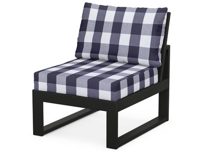 Unbranded Modular Armless Chair in Black / Buffalo Plaid Navy
