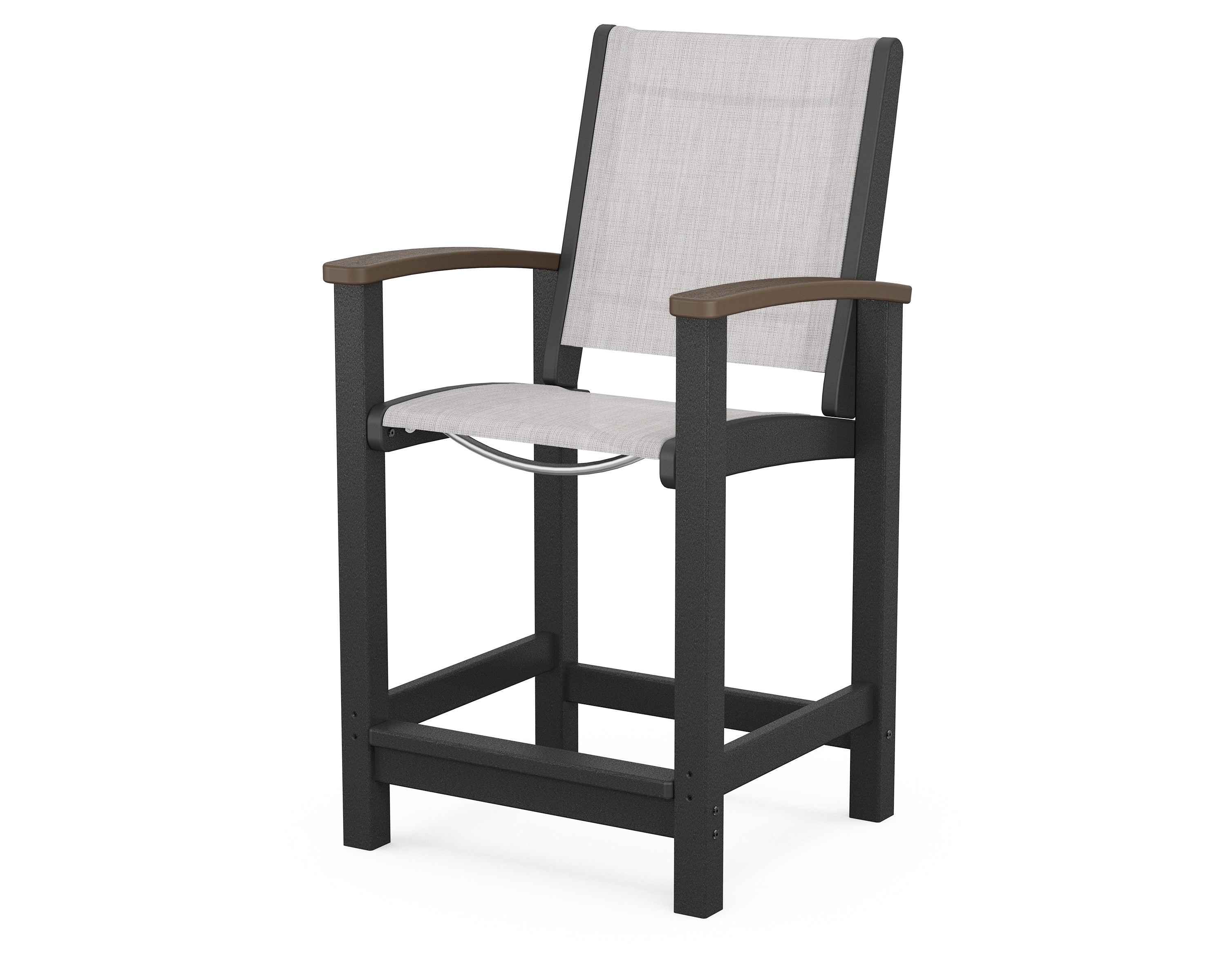 POLYWOOD® Coastal Counter Chair in Black / Kona / Parchment Sling