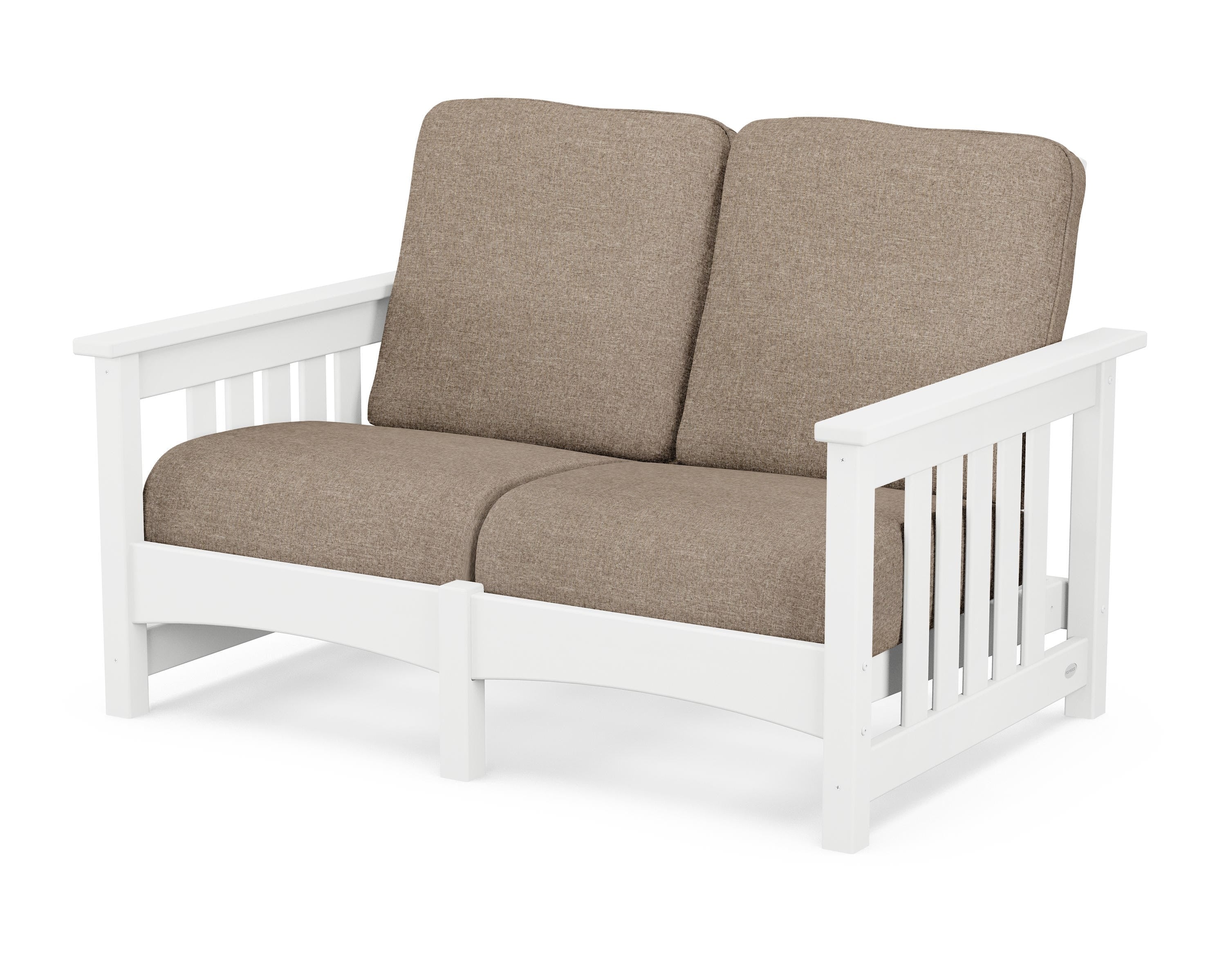 POLYWOOD® Club Mission Loveseat in White / Spiced Burlap