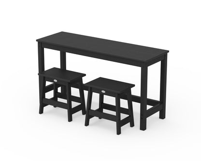 POLYWOOD® Modern Studio Stool 3-Piece Balcony Set in Black